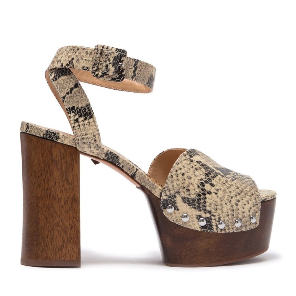 Schutz Lubiana Snake Embossed Platform Sandal Natural